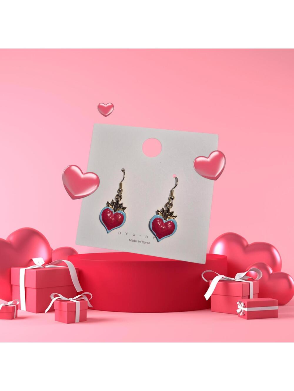 Valentine's crown heart earrings